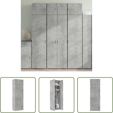 Schrank - Hochschrank Betongrau 70x42,5x225 cm Holzwerkstoff (1/5)