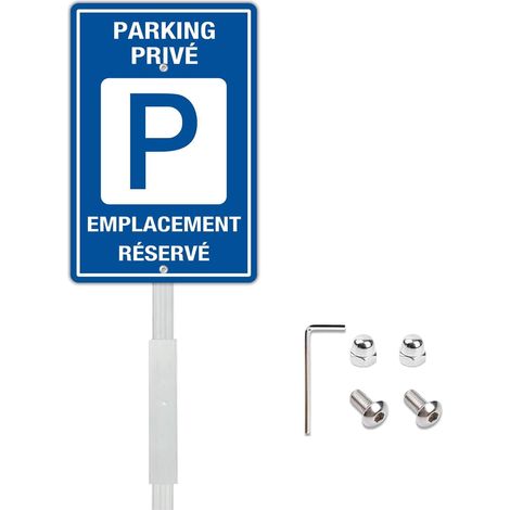 Panneau Parking Privé Emplacement Réservé avec Piquet 30x20cm Aluminium Panneaux d'avertissement de Métallique Imperméable et Résistant aux UV Pour usage extérieur ou intérieur (1/5)