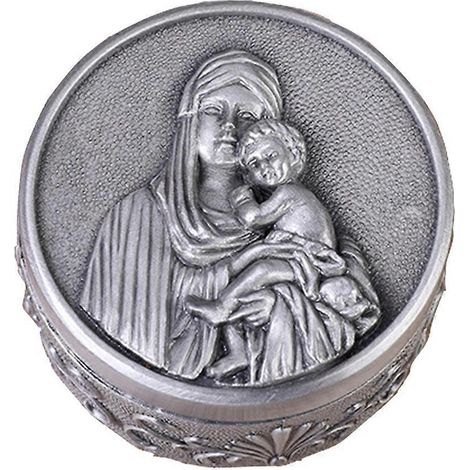 Vintage-Schmuckkästchen aus Metall mit Marienmotiv zur Aufbewahrung von Ringen, Armbändern, Anhängern und Schmuck für Zuhause und Kunsthandwerk