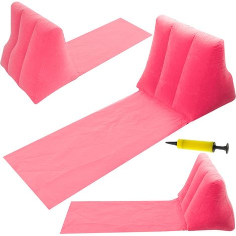 Tumbona de playa con respaldo hinchable rosa
