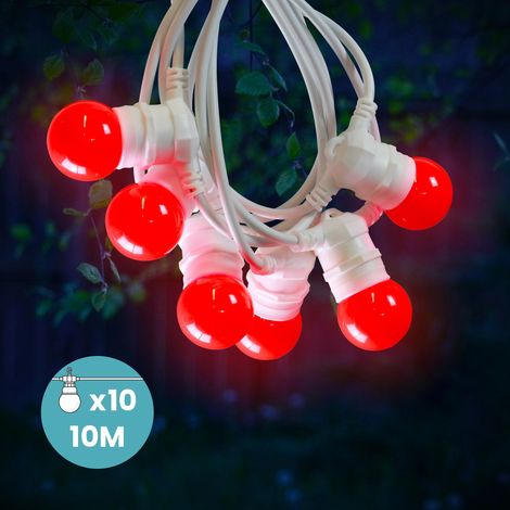 Guirlande Lumineuse Guinguette Rouge 10 m Cable Blanc (1/3)