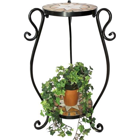 DanDiBo Blumenhocker Mosaik Rund 61 cm Blumenständer 12019 Beistelltisch Pflanzenständer Mosaiktisch (1/4)