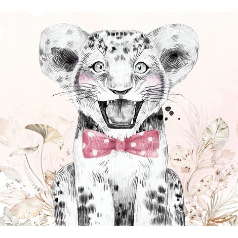 Papier peint panoramique Enfants - Lion Nœud Papillon - 130 cm x 117 cm (1/2)