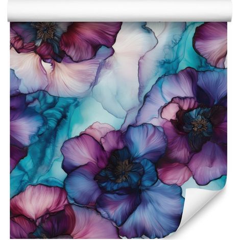 Papel pintado azul tinta, violeta y turquesa para salón y dormitorio, 50x1000 cm. (1/5)