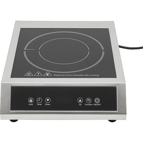 Senderpick – Plaque à induction 3500W – 11 niveaux (60-270°C) – Minuteur 3h – Double ventilateur – Sécurité enfant – Acier inoxydable noir