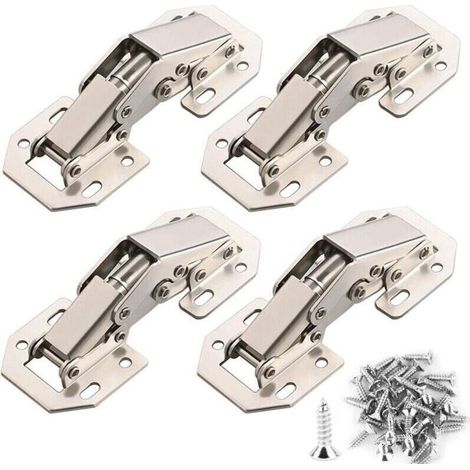 4PCS Charnière Porte Placard 90 Degrés avec Vis Amortisseur Piston Compression Support Relevable Accessoire Meubles Coin 77mm x 32mm (1/4)