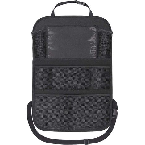 Autositz Organizer Premium [2er Set] Schwarz I Rückenlehnenschutz inkl. Tabletfach I Wasserabweisend [600D Oxford] Kinder Rücksitz Organizer Universal + knitterfreie Rückseite  FLITI (1/4)