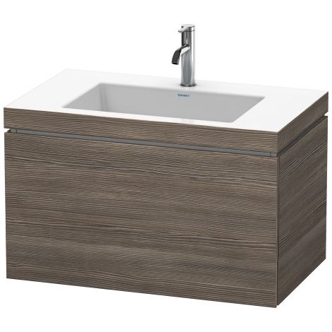 Lavabo per mobili Duravit L-Cube con base, sospeso, 80x48 cm, 1 estraibile, senza troppopieno, 3 fori per rubinetti, colorazione: Pino Terra Decor Pine Terra - LC6917T5151 (1/2)