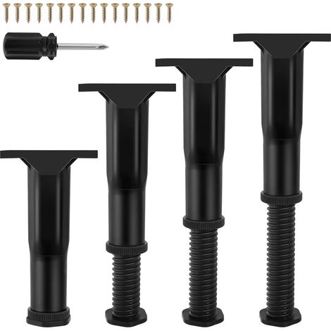 Bettgestell Stützfüße, 4 Stück Verstellbare Bettfüße Heavy Duty Bettmittelpunktmatte 15-28cm, Einziehbare Möbelfüße Bettbein Ersatzfüße für Schrank TV Schrank Bett Sofa Nachttisch Stuhl (1/5)