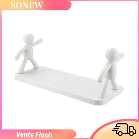Sonew support de rangement mural Étagère murale sans trou, Installation en forme de petite poupée, grande meuble bac Gris (1/5)