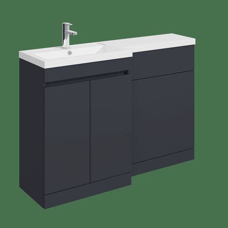 Balterley Tean 1200mm Floor Standing Compact Unit with Left Hand Polymarble Basin - Dark Grey