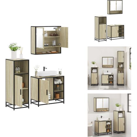 Ensemble de meubles de salle de bain 3 pcs chêne sonoma - Ensemble De Meubles De Salle De Bain - Ensembles De Meubles De Salle De Bain - Armoire De Salle De Bain - Armoire De Rangement De Salle De Bai (1/5)