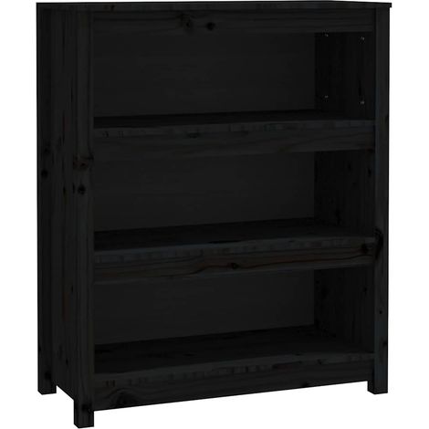 Maison Exclusive - Estantería madera maciza de pino negra 80x35x9 (1/5)