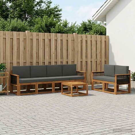 Set di divani da esterno 6 pz Naturale e Antracite vidaXL (1/5)