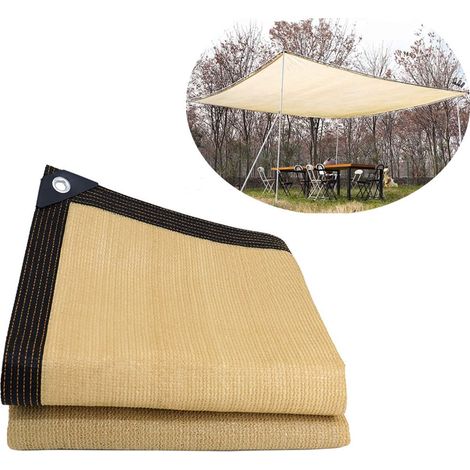 Filet d ombrage jaune 2 x 3 m perforé avec bordures pour jardin serre terrasse et plantes protection solaire respirante contre la chaleur et les UV (1/5)