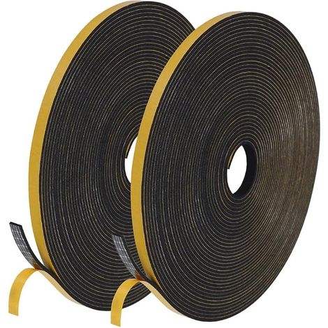 Joint Fenetre Isolation Anti Froid, Isolation pour Porte Fenêtre autocollante portes, du bruit, de fenêtre en Mousse(6mm x 1.5mm x 20M, Noir) (1/5)