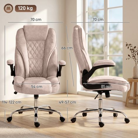Fauteuil de bureau ergonomique, siège ajustable en hauteur, accoudoirs escamotables, 70 x 70 x 114-122 cm, teinte rose (1/5)