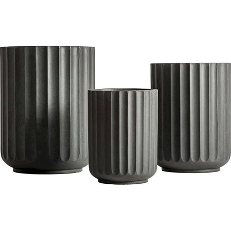 Cache pot contemporain en céramique gris empilable design élégant - Gris céramique contemporain