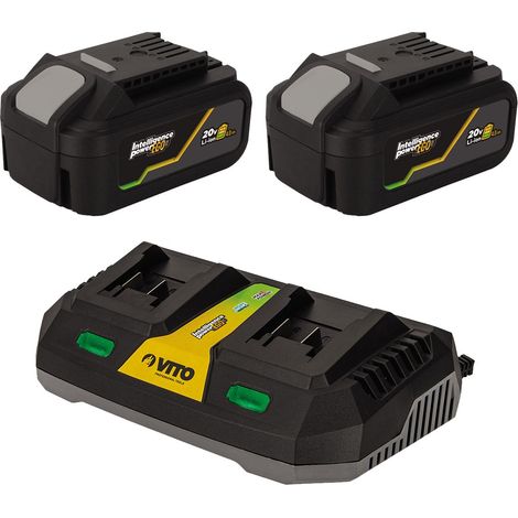 Pack 2 Batteries Lithium 20V 4.0Ah + Chargeur double Gamme sans fil EGO LI VITO (1/4)