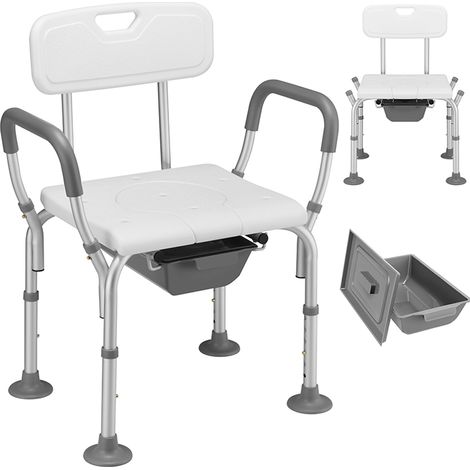 Sedia Sgabello WC Bagno in Alluminio per Anziani e Disabili Altezza Regolabile
