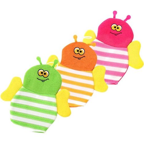 Set di 3 guanti da bagno per bambini,strumento per il bagno per bambini,cuscino da bagno esfoliante,spazzola per il corpo portatile (1/5)