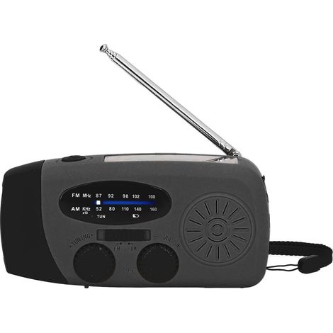 CE-, FCC- und RoHS-zertifiziertes Kurbelradio, multifunktionale Solar-Notleuchte, Backup-Radio mit integriertem Akku, schwarz, europäisches Modell (1/5)