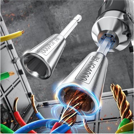 Set of 2 wire twisting tools for drills, 6mm hex shank wire nut, electrical cable twisting tool compatible with electric drills, wire connector and twisting tool (1/4)