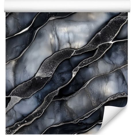 Papier peint bleu marine et encre graphite pour salon et chambre 50x1000 cm (1/5)