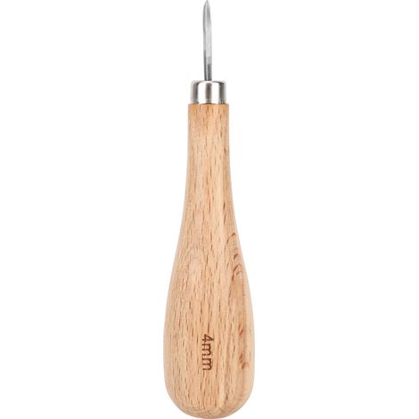Alène diamant pointe cône 4mm pour cuir, manche en hêtre, outil de perçage professionnel (1/5)