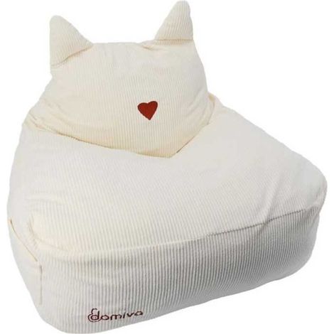 Pouf - DOMIVA - Honey Moon - Velours côtelé - Doux et moelleux - Oreilles de félin