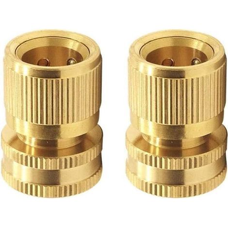 Raccord d'Arrosage en Laiton 19 mm 3/4 Rapide Connecteur pour Tuyau Jardin Lot de 2 (1/4)