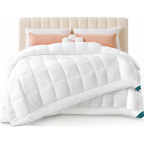 Couette 4 Saisons 260x240 cm 3 en 1 200g/m² 300g/m² 500g/m² Couette Hiver en Microfibre Couverture Douce avec Rembourrage Moelleux Blanc (1/5)
