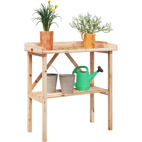 Table de jardinage avec étagère 78 x 38 x 82,5 cm en bois de sapin massif