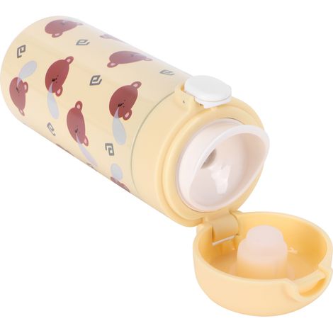 Becher mit Tiermotiv, Edelstahl 304, origineller Becher mit Hüpfknopf für Damen, gelb, 350–500 ml (1/5)