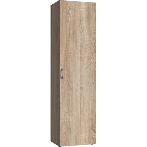 Pegane – Armoire de rangement 1 porte imitation chêne – Dimensions 30x185x40 cm – Panneaux mélaminés pour durabilité – Poids 30 kg
