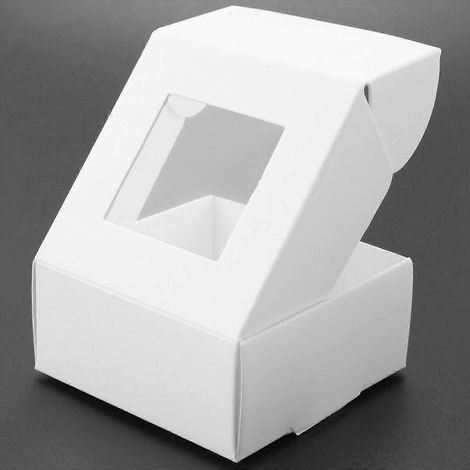 50 mini boîtes en papier kraft avec fenêtre pour bonbons faits maison (blanches) (1/5)