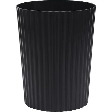 Poubelle ronde JiatuA en plastique noir, idéale pour la salle de bain, la cuisine, la chambre, le bureau ou une chambre d'étudiant. Couleur : noir.