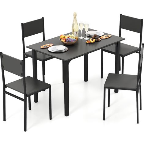 COSTWAY 5Pcs Modern Kitchen Dining Room Furniture Dining Table Set for 4-Grey (1/5)