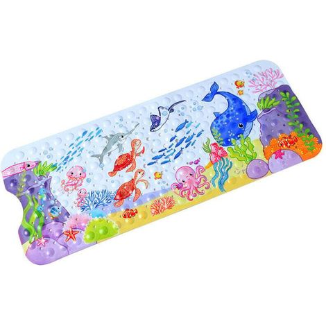 Tapis de bain antidérapant pour bébé, 100 x 40 cm, 200 ventouses, tapis de bain antidérapant, tapis de douche durable pour tout-petits et bébés, matériau PVC sans BPA, lavable en machine (1/4)