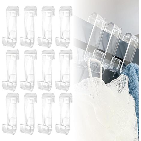 12 Pieces Crochet Radiateur Rond,Crochet pour Salle de Bain,Crochet Seche Serviette,Crochet Porte Serviette Tablette Radiateur,pour Tous les Radiateurs Standards,Transparent Pcs (Transparent) -'12 Pcs