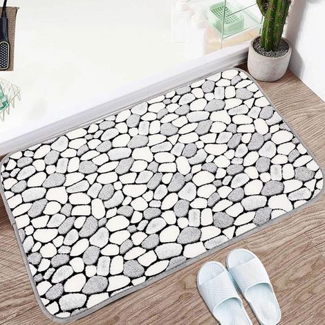 Tapis De Bain - Mousse Mémoire Épaisse 2 cm - Velours Absorbant - Antidérapant À Points - Lavable En Machine - 60 x 90 cm (1/5)