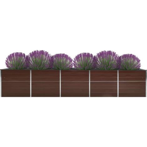 Jardinière surélevé - Bac à Fleurs Acier galvanisé 400x80x45 cm Marron - Maison La Vie FR39351 (1/5)