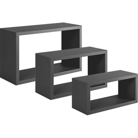 Rechteckiger 3er set wandregal mod. Trittico farbe schwarz (1/4)