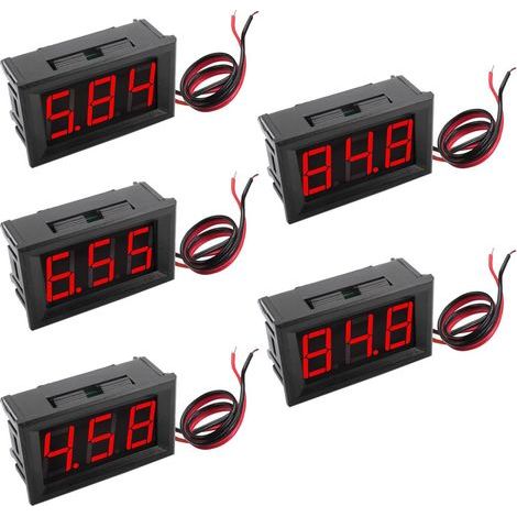 5Pièces LED Panneau Numérique Ampèremètre DC 5V-120V,voltmètre LED 0,56 "à 2 fils Détecteur de testeur de tension pour Montage de Panneau de Moteur de Voiture Moto –(rouge) (1/5)