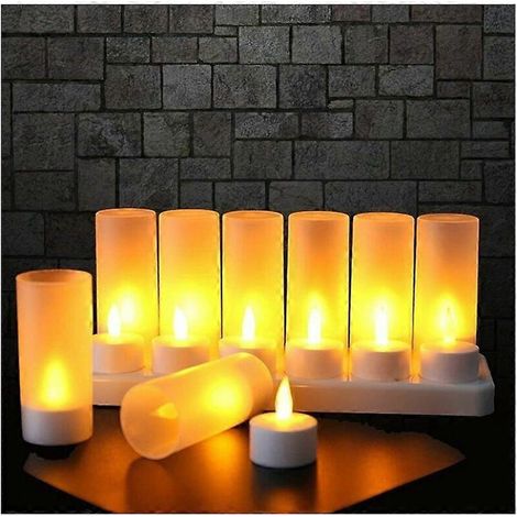 Wiederaufladbare LED-Kerze, elektrische LED-Kerze mit flackernder Flamme und Ladestation, Dekoration für Weihnachten, Geburtstag, Hochzeit, Abendessen, Festtafel, Café