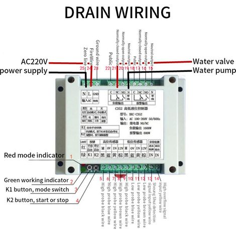 Automatischer Flüssigkeitsstandsensor XKC C352 2P für Wassertanks, AC 110V-220V Füllsystem (1/5)