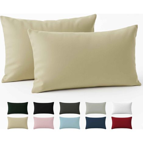 Taie Oreiller 50x70 Coton Renforcé (Set de 2) - Beige - Tissage serré de 57 Fils/cm² - Taie Oreiller 50 x 70 cm- Certifié Oeko Tex (1/5)