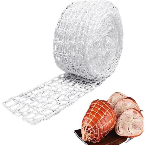 1 rouleau (5 mètres) de filet pour rôti de porc, de filet pour aliments cuits, de filet en coton pour barbecue, de rouleau de filet pour viande cuite et de ficelle de nouage