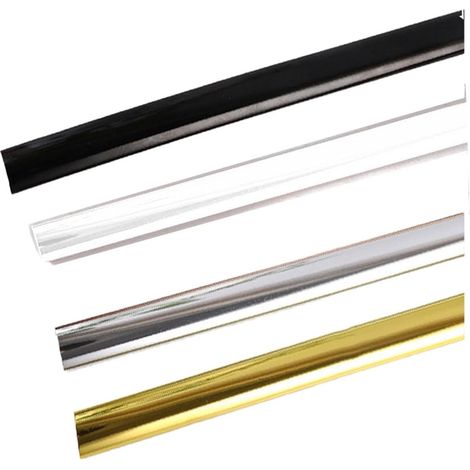 Moulure Décorative Autoadhésive PVC, Baguette de Finition Murale pour Papier Peint, Carrelage, Miroir, Mur, Plafond et Armoire, Bande Décoration Autoadhésive (Noir 4m×8mm) (1/5)