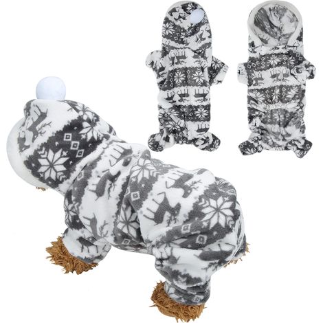 Weiche Plüsch-Winterkleidung für kleine Hunde und Welpen – Warmer Jumpsuit mit Kapuze (1/5)